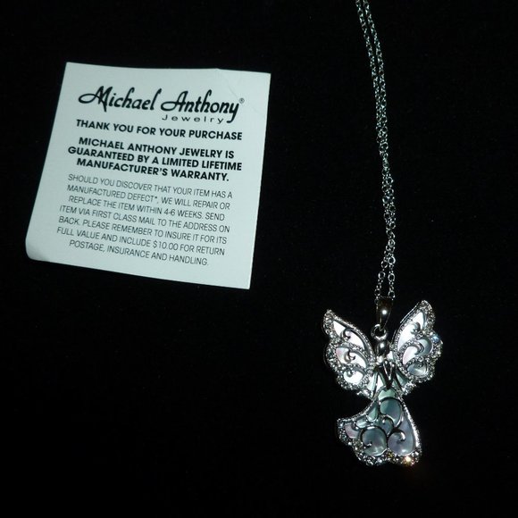 Michael Anthony Sterling Silver Angel Pendant w/Chain - Picture 8 of 9